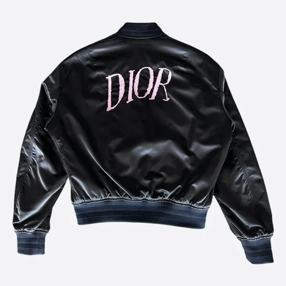 Dior Alex Fonton Black & Pink Logo Bomber Jacket